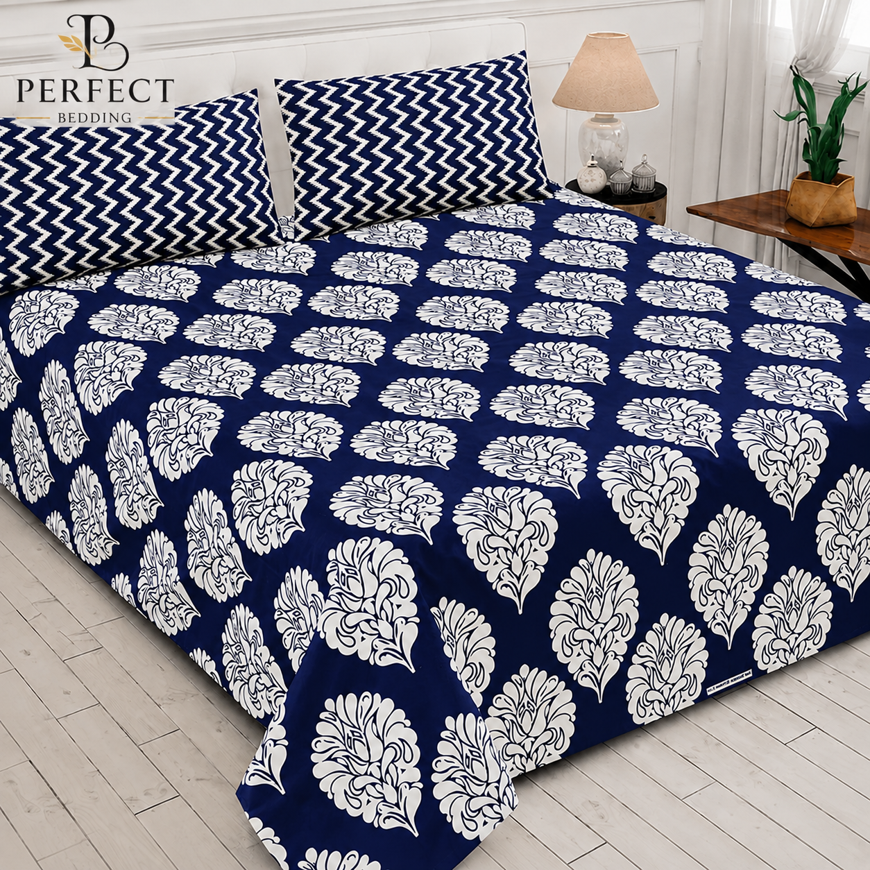 Perfect Bedding Premium Printed Bedding Set – Navy Floral