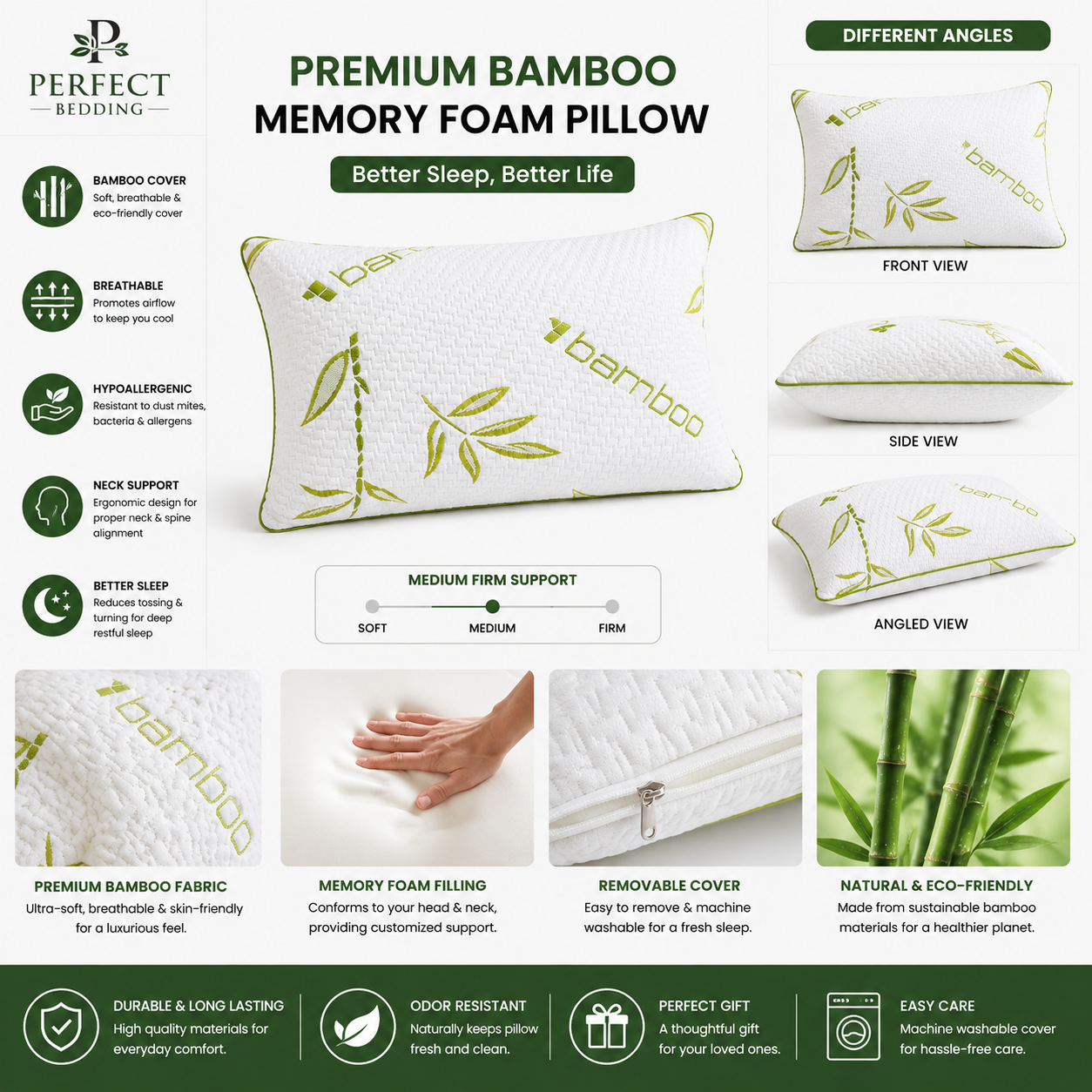 Premium Bamboo  Pillow – Soft & Breathable Comfort